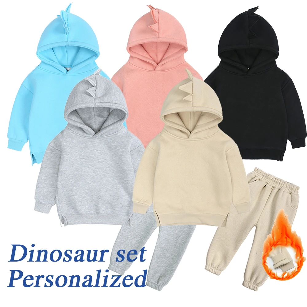 Kids Clothing Set 2-12 Years Old Winter Rabbit Kids Boys Girls Sets Fleece Children Warm Tracksuit Clothing Toddler Hooded Sportsuit Solid Outfits