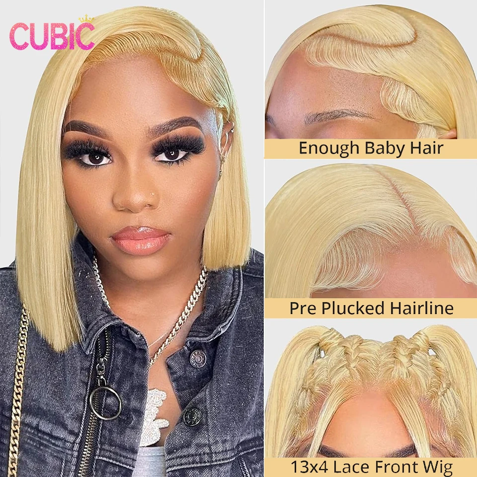 

613 Blonde Bob Wig Human hair 180% Density 13x4 Blonde Lace Front Wigs Human Hair Pre Plucked With Baby Hair 613 HD Lace Frontal