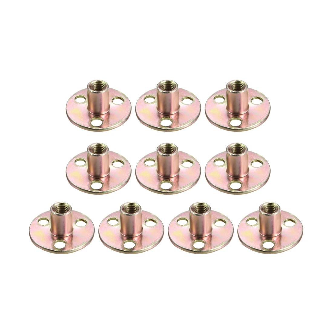 M8-64PCS Hilitchi 64PCS M8 Brad Hole Tee Nut Carbon Steel Screw in T Nuts Round Base Mounting Hardware Fitting Fastener Flange Insert Female Thread with Screws 