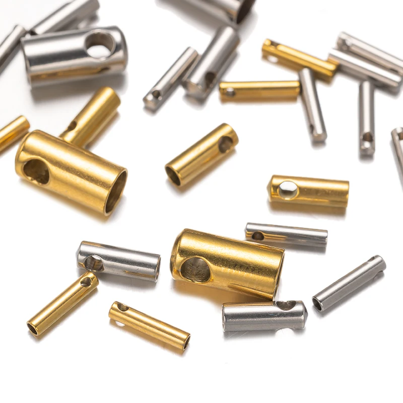 10 teile/los 1/2/3/4mm Edelstahl Säule Ende Spitze Kappe Crimp Verschlüsse Für DIY Stecker Halskette lederband Schmuck Zubehör – Detail 2