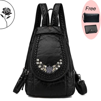 하이 퀄리티 부드러운 가죽 숄더백, 정품 양가죽 소형 배낭, 십대 소녀 배낭 패션 스쿨백