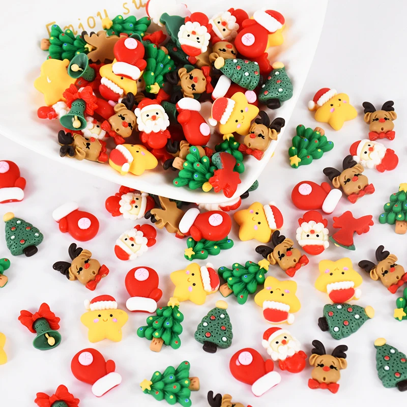 20pcs Mini Christmas Resin Figurine Crafts - Cute Holiday Ornaments Set
