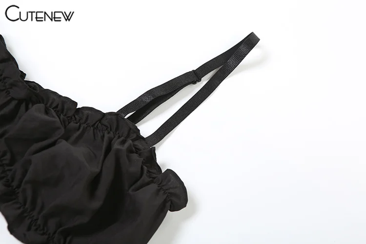 Shirring Trim Women 2 Piece Summer Unique Fashion Solid Crop Camisoles+Elastic Waist Pants Female Matching Sexy Clubwear
