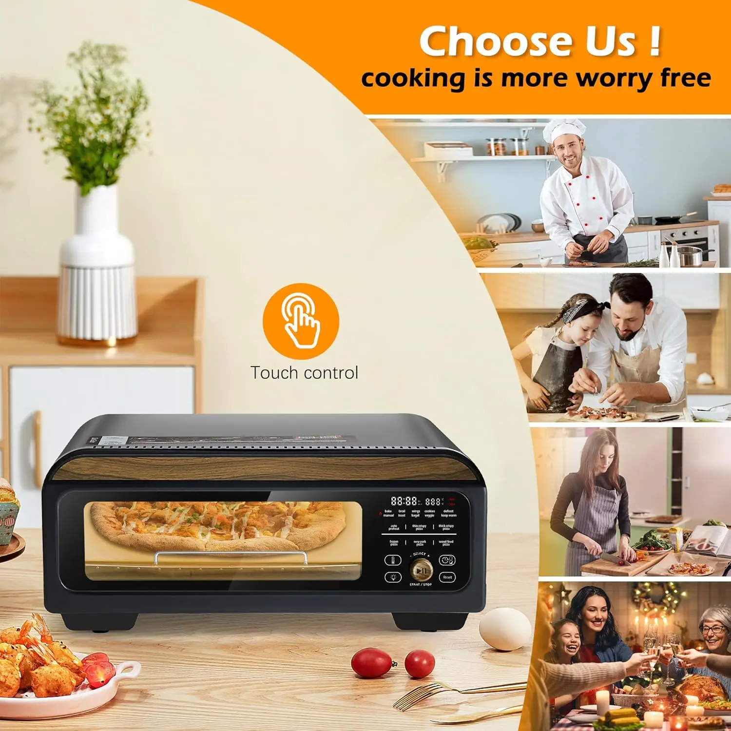 Electric Pizza Oven with 800&deg;F Make Pizza in Minutes, 12&rdquo; Portable Countertop Versatile Oven for Indoor & Outdoor,