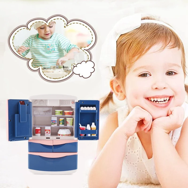 

Семейная имитация холодильника детская маленькая бытовая техника Игрушки для мальчиков и девочек набор музыки с подсветкой