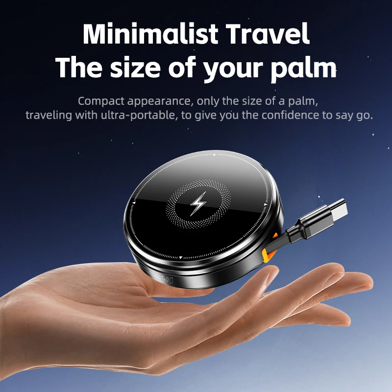 2 in 1 Magnetic Wireless Charger Built in Cable for Magsafe IPhone 17 16 15 14 13 12 Apple Watch 11 SE Airpods Pro Fast Charging