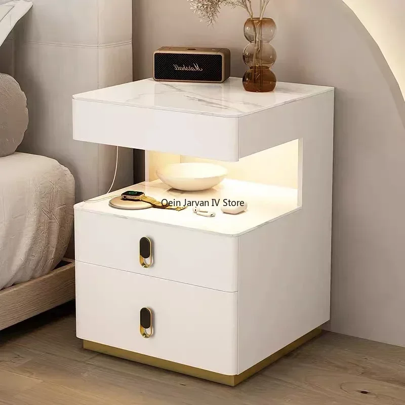 

Wooden Bedside Table Nightstand Multifunctional Smart Bedside Table Nightstand Wireless Charging Meuble Bedroom Furniture YY50BT