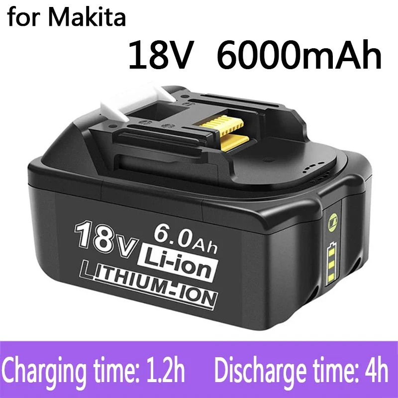 

100% Original Makita 18V 6.0Ah Rechargeable Power Tools Battery 18V Makita with LED Li-ion Replacement LXT BL1860B BL1860 BL1850