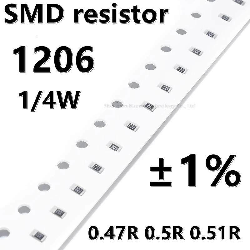 

(100pcs) 1206 SMD resistor 1% 0.47R 0.5R 0.51R 1/4W higher quality