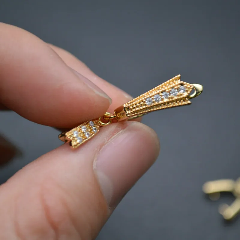 Nickle Free Gold Color CZ Paved Metal Earring Hooks with Bail Jewelry Findings 20pc Per Lot