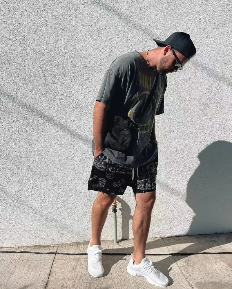 Motorcycle Shorts Mens Trend Casual Sports Gym Fitness Quick Dry Mesh Beach Basketball Jogger Short Pants Sweatpants Bottoms