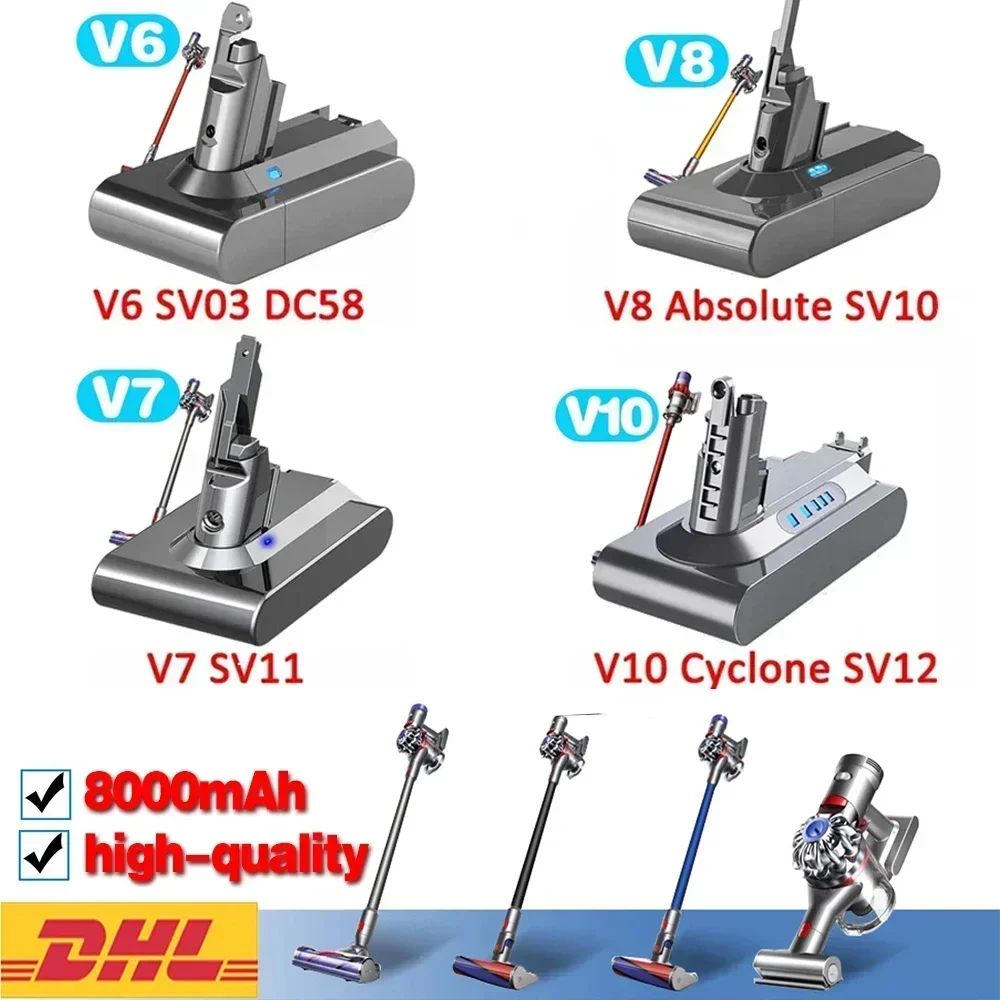 

2024 NEW 21.6V V10 8000mAh Li-ion Battery for Dyson V6/V7/V8/V10 DC62 DC74 SV09 SV07 SV03 965874-02 Vacuum Cleaner Battery L30