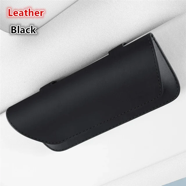 Leather Magnetic Car Visor Sunglasses Holder and Organizer