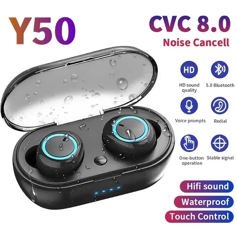 Y50 Tws Fone Auricolari Bluetooth Cuffie Wireless Touch Control Cuffie Bluetooth Wireless Con Microfono Auricolari Bluetooth Air