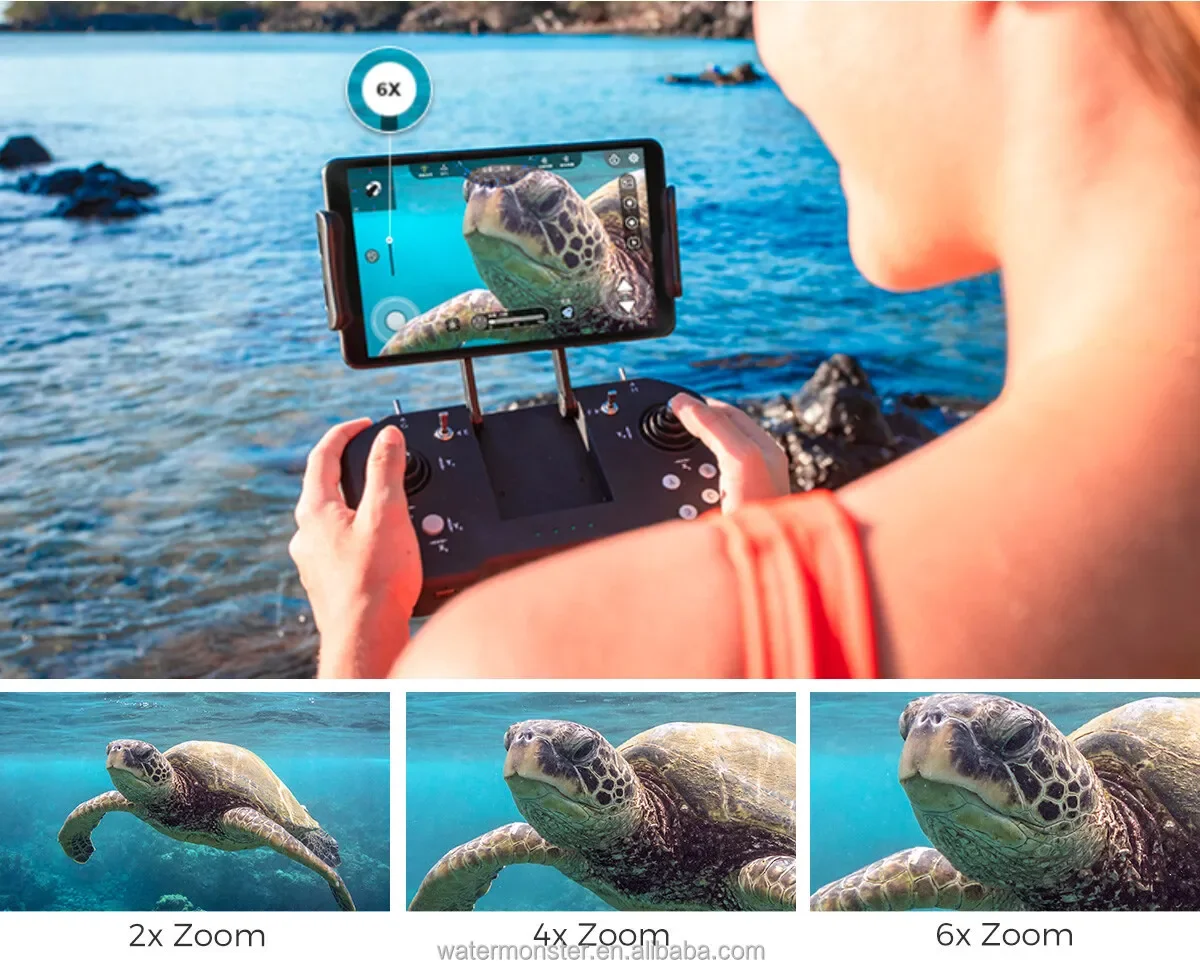 6X Zoom Camera ROV 100M Youcan Robot BW Space Pro Zoom Underwater Drone with 4K UHD Image Stabilization 1080P Real-time Preview