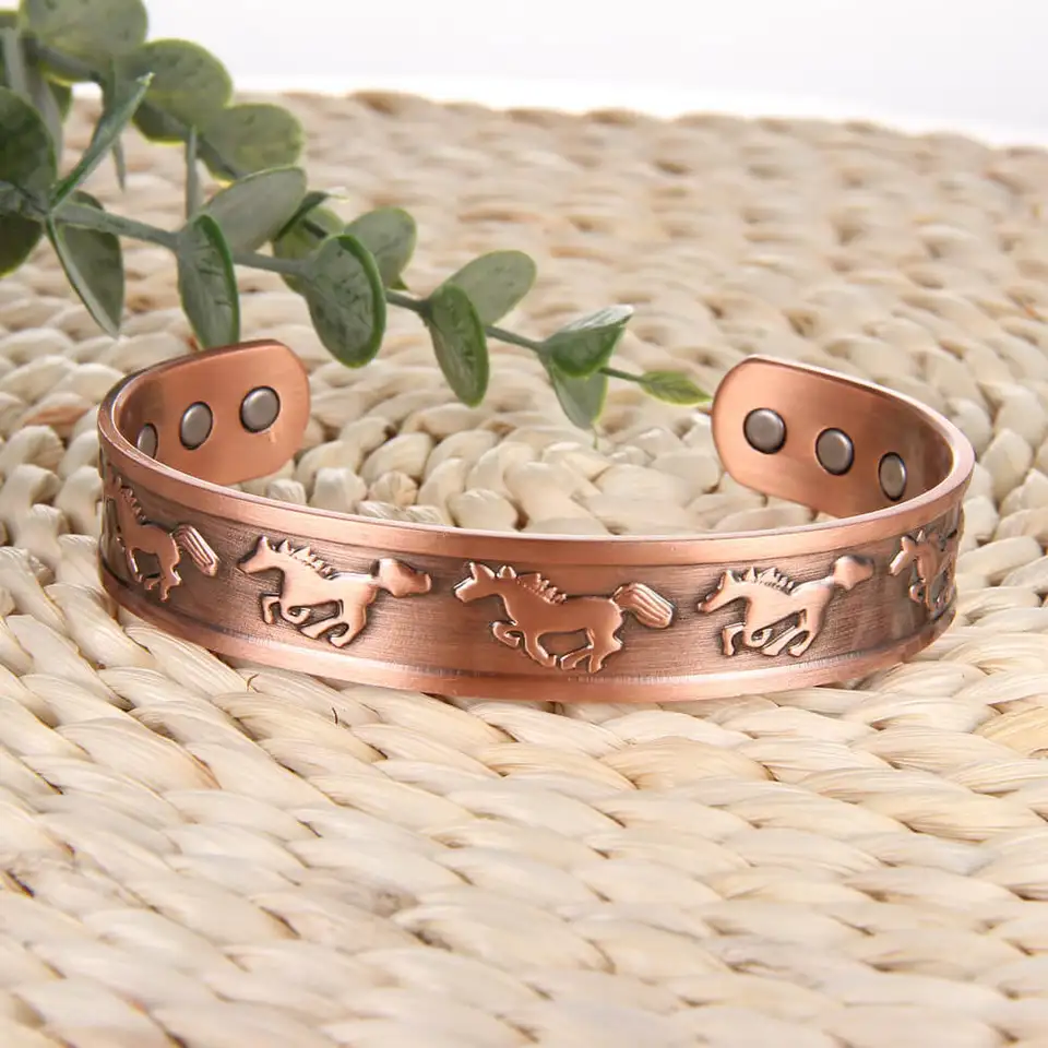 Pulseira Magnética De Cobre Real Para Mulheres 8mm Artrite Ajustável Cuff Cobre Puro Marca Terapia De Energia I.1629828587 - Foto 10