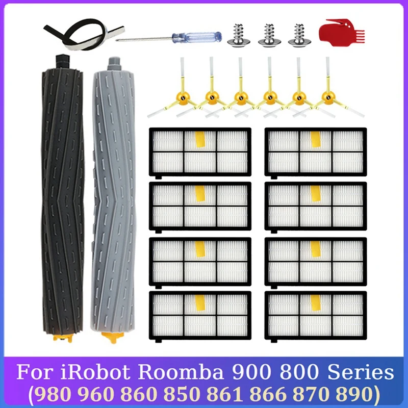 

Набор аксессуаров для робота-пылесоса Irobot Roomba серии 800, 900, 805, 864, 871, 891, 960, 961, 964, 980, основной боковой фильтр, щетки