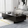Marble rectangular living room coffee table, black modern side table, modern high gloss elegant waiting area central table 2