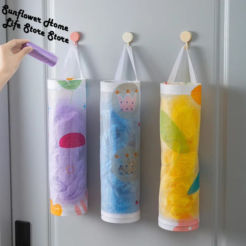 

Home Grocery Bag Holder Wall Mount Plastic Bag Holder Dispenser Hanging Storage Trash Garbage Bag Kitchen Garbage Organizer