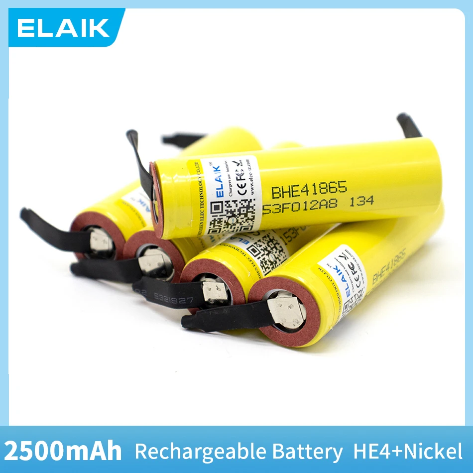 Elaik Nuova Batteria Originale He4 2500Mah Li-Lon 18650 3.7 V Batteria Di Alimentazione Max 20A,35A Scarica