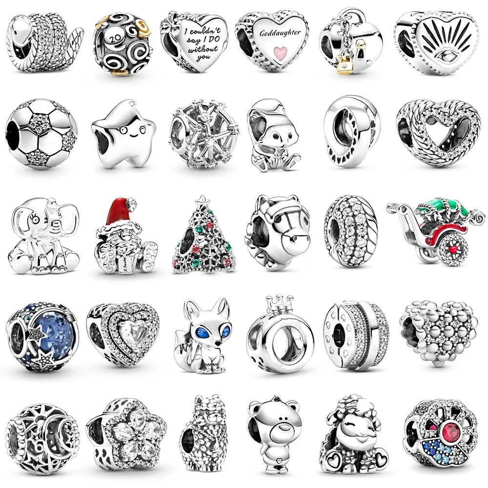 

Winter New 100% silver pan Glitter Christmas Tree Charm Santa Celestial Blue Sparkling Stars Jewelry Gift