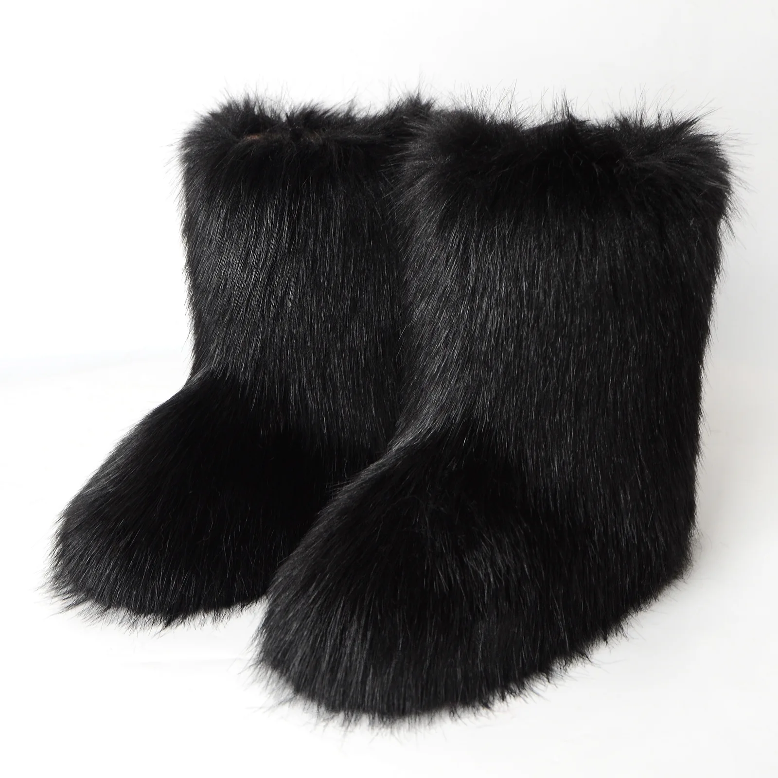 fur boots Women's fox fur plush boots, plush warm snow boots, luxury shoes, girls' plush boots, fashionable winter shoes