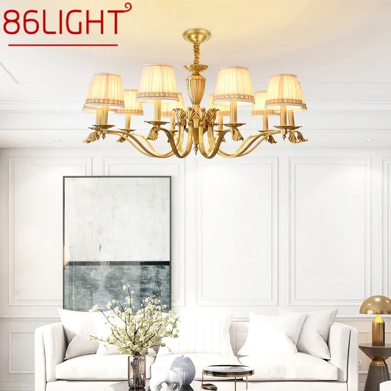 

86LIGHT American Brass Pendent Lamp Luxurious Living Room Restaurant Bedroom Retro Hotel Villa Chandelier