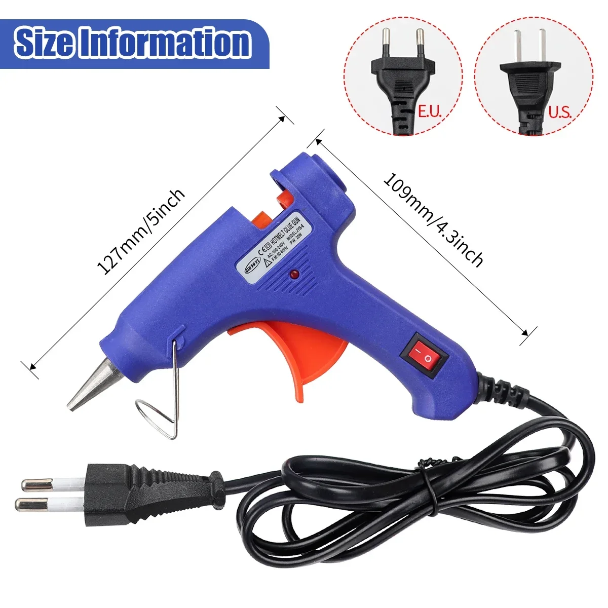 Hot Melt Glue Gun Hot Glue Gun 20W DIY Mini Household Industrial Guns Heat Temperature Thermo EU Electric Repair Tool Use 7mm Glue Sticks