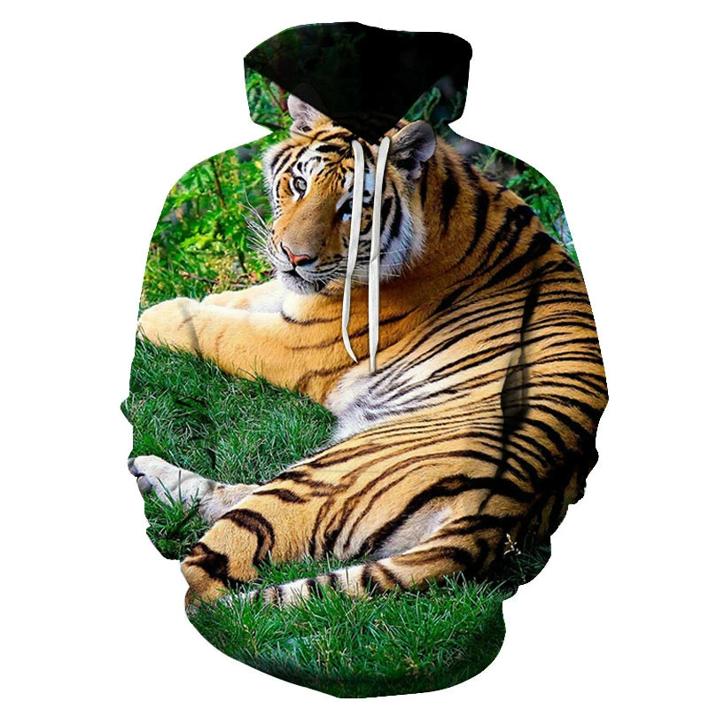

King Of The Forest Tiger 3D Printed Men Women's Funny Animal Street Harajuku Fashion Popular Hooded y2k Tops Leisure Sweatshirt