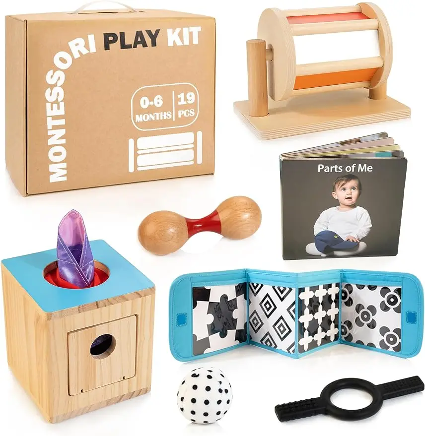 

Новые игрушки для малышей 0-6 месяцев, 8 в 1 Обучающие Развивающие сенсорные игрушки для новорожденных 0-3-6 месяцев, высококонтрастные детские игрушки
