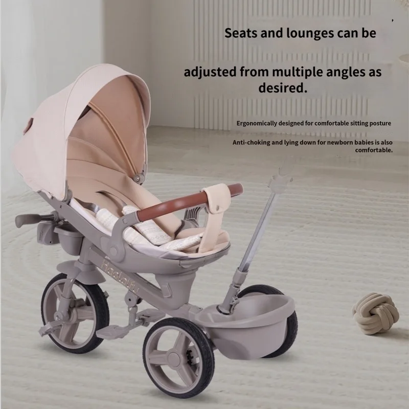 Two-way Baby Stroller Tricycle Reclining Foldable Bicycle Pusher Children's Can Lie Down Bike Trike