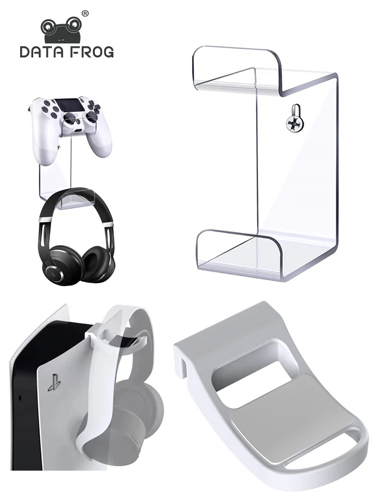 Data Frog Storage Montaggio A Parete Per Ps5/Ps4/Ps3 Controller Stand Hanger Headset Hook Mount Per Switch Pro/Xbox One/Xbox Series X/S