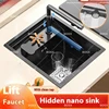 Cup Washer Hidden Sink Stainless Steel Kitchen Sink Mini Bar Single Slot Touring Car Wash Basin With Cover Plate Apartment 1