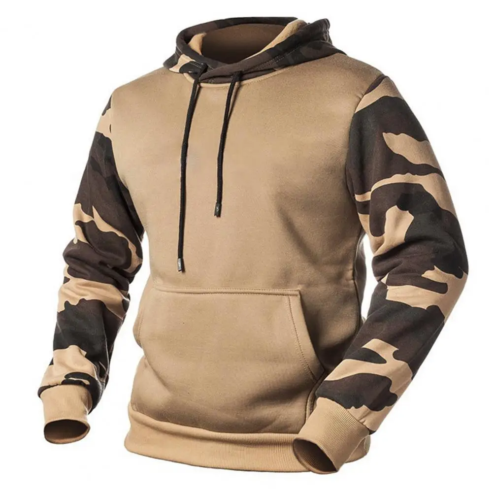 

Men Dialy Hoodie Camouflage Print Men's Hoodie with Drawstring Patch Pocket Elastic Cuff for Fall Winter Soft Thick Warm Mid