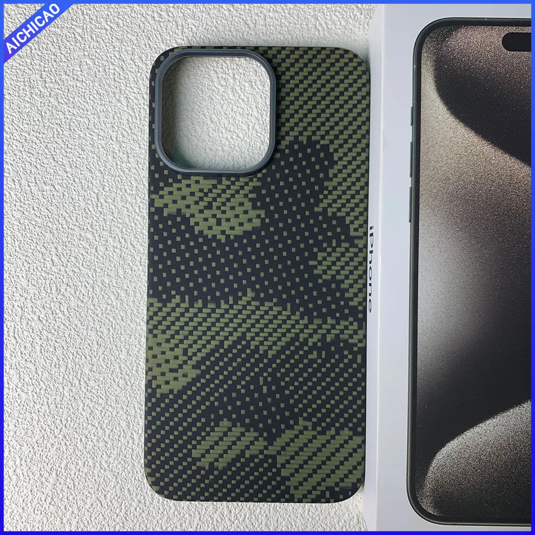 

Real Carbon Fiber Phone Cases For iPhone 15 Pro Max Aramid Fiber Shockproof Ultra Thin Float Weaving process iPhone 15 Pro Case