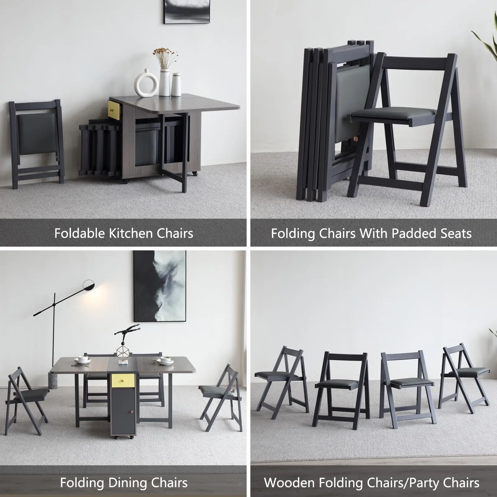 Folding Chair for Dining Table Convenient and Saving Space Suitable for Event Party 198LB Weight Capacity Two Chairs
