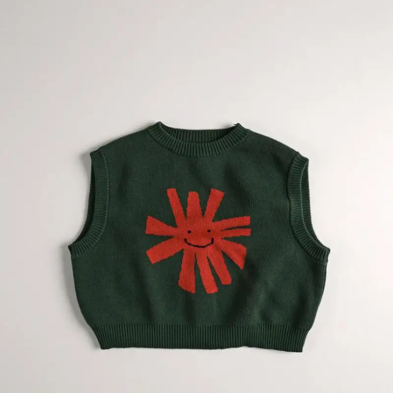 Childrens Sleeveless Knitted Vest - Cute Animal Cotton Sweater Coat for Boys  Girls