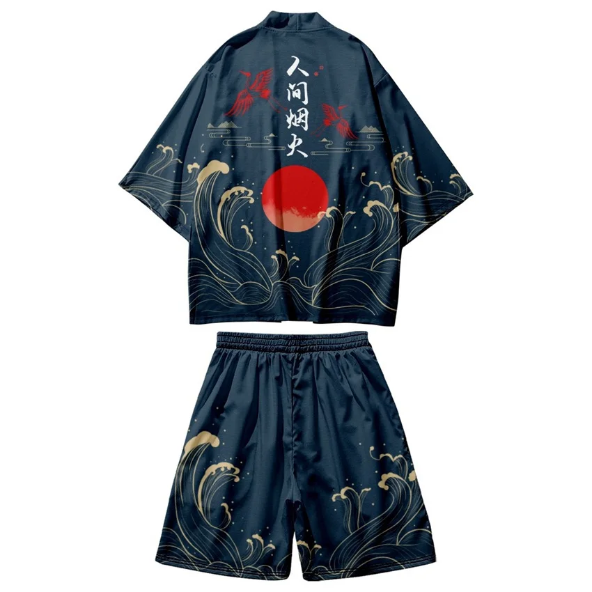 3 to 14 Years Kids Kimono Japanese Traditional Costumes Boys Girl Fashion Kimono Haori Cardigan Children Beach Wear Cloak