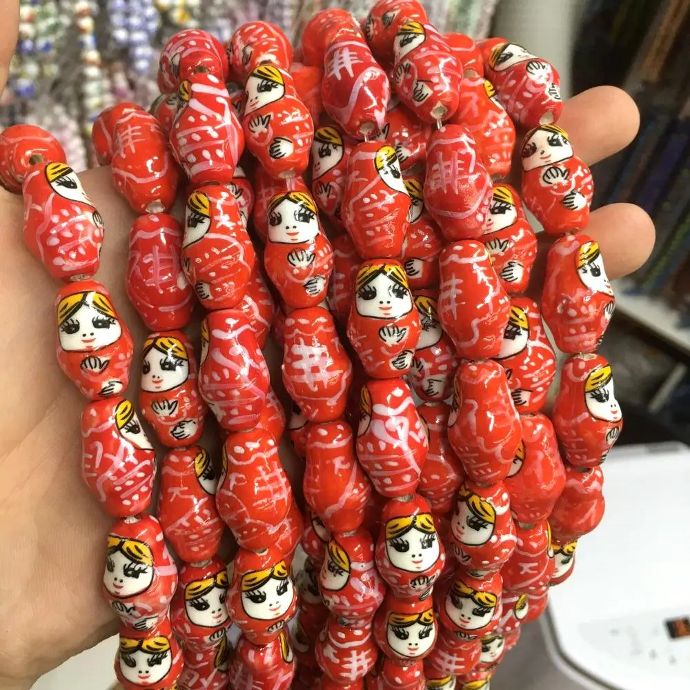 Glass Multicolor Doll Bead Cute Lampwork Flower Porcelain Loose Beads For Jewelry Making DIY Bracelet Necklace Accessroeis