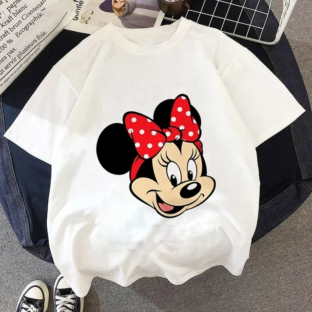 Camisetas de algodón para niños de Mickey Minnie Mouse, camisetas de verano para niños, camisetas de dibujos animados de Disney para niños, camisetas de anime kawaii para niños y niñas