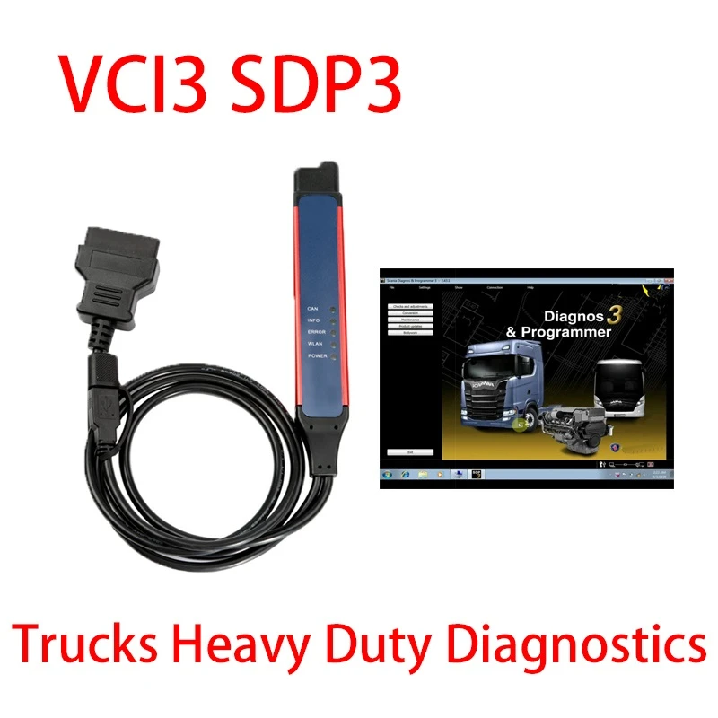 VCI3 V2.4 for SC-ni SDP3 VCI3 Trucks Heavy Duty Diagnostics Tools SDP3 VCI3 Wifi with KEY Support Multi-language Heavy Vehicle motorcycle temp gauge