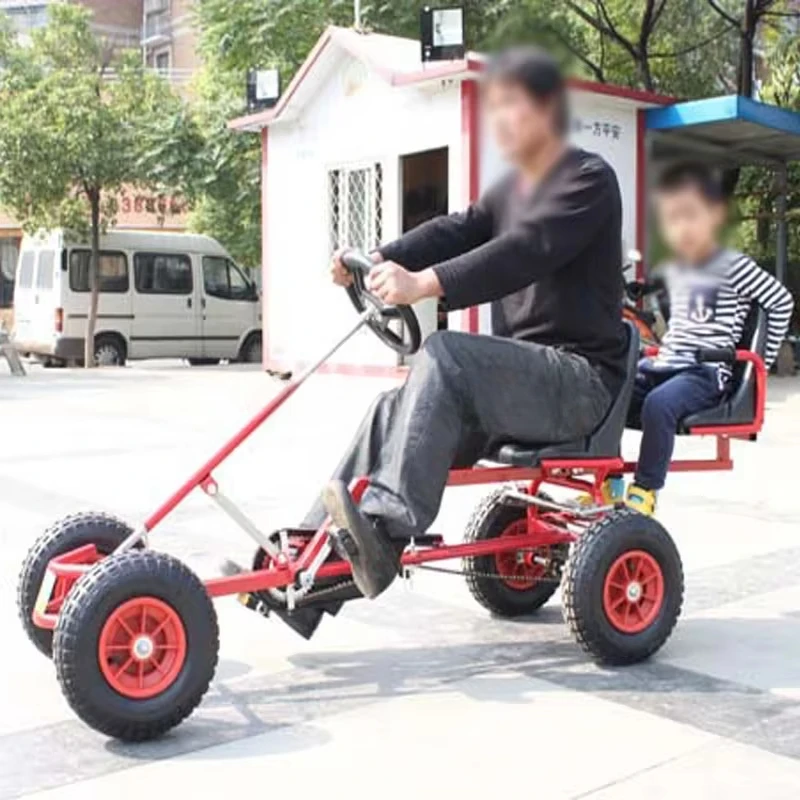 The newest fun amusement park heavy duty double seat adults 4 wheel pedal go cart for kids and adults
