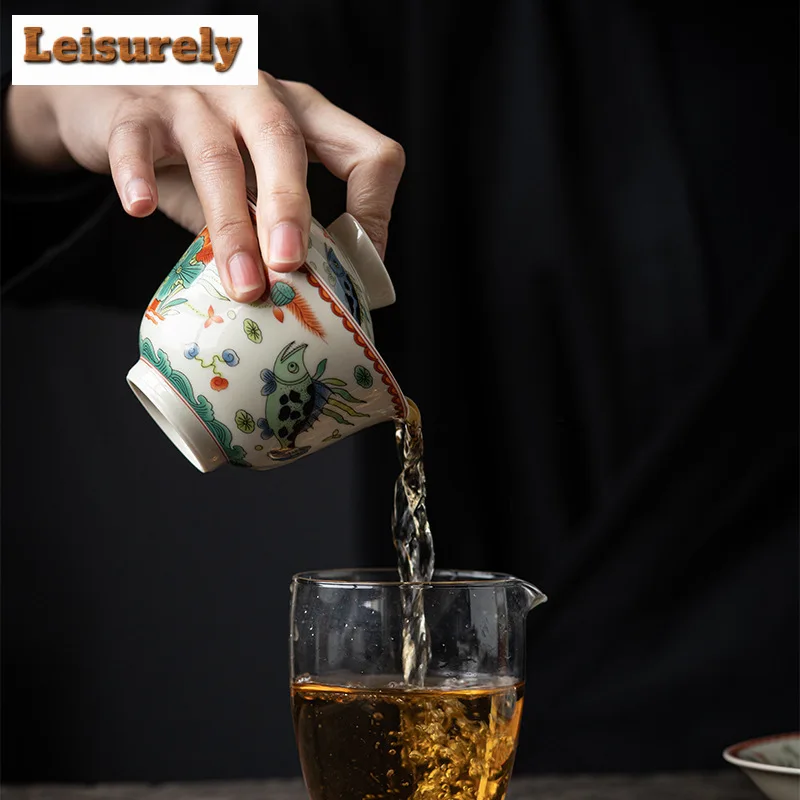 Antique Blue And White Three Talent Gaiwan Vintage Porcelain Bowls Tea Tureen Tea Making Cover Bowl Gong Fu Teaware Decoration