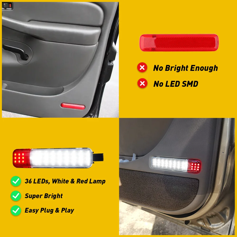 AUXITO 2Pcs LED Door Panel Lights Courtesy Lamps 12V for Chevrolet Avalanche Suburban Silverado Classic 1500 2500 3500 HD Tahoe