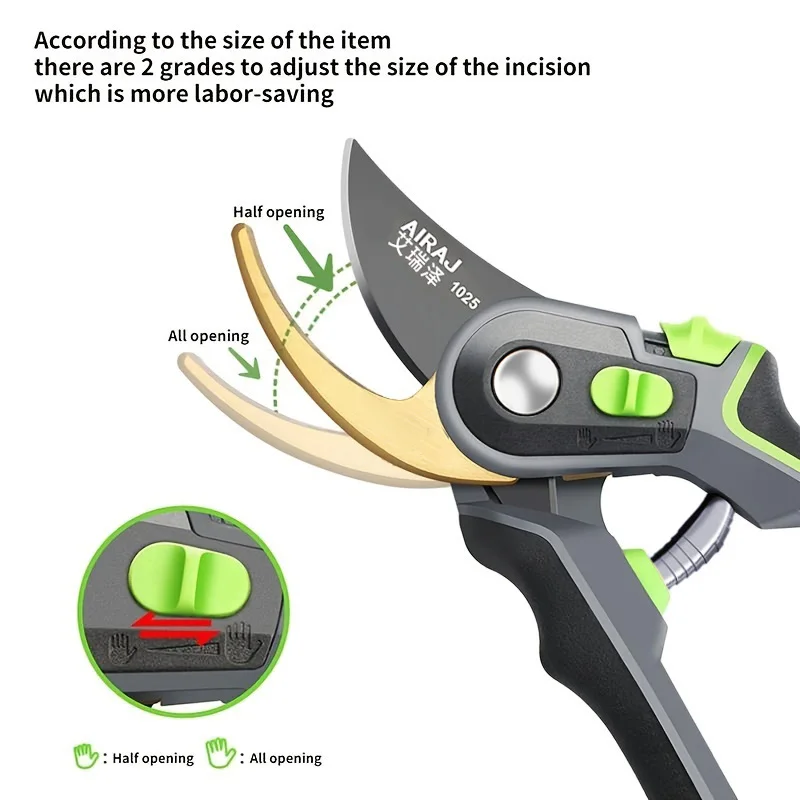 Garden Scissors AIRAJ Industrial Grade Pruning Shears Labor-Saving Gardening Tools Sharp Durable Non Slip