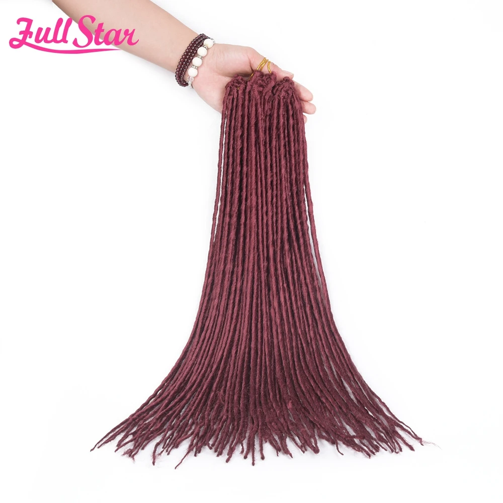 Full Star Synthetic Hair Thick goddess Blonde Dreadlocs Crochet Hair Braids 1 pack 20 inch Fold 24 strands 100 g Grey Black