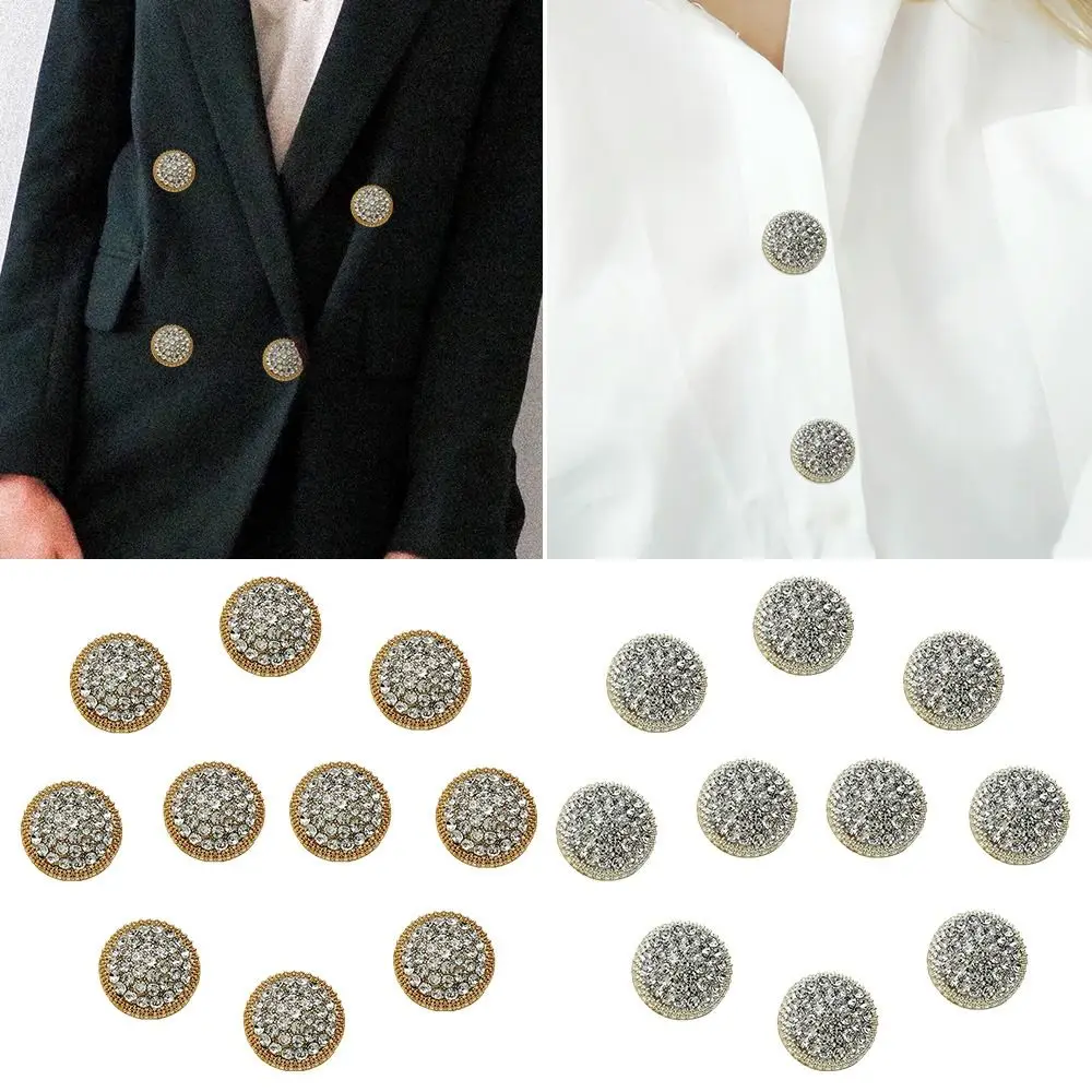 10Pcs Fashion Metal Rhinestone Buttons Shirt Buttons DIY Clothing Sewing Button Needlework Handmade Accessories