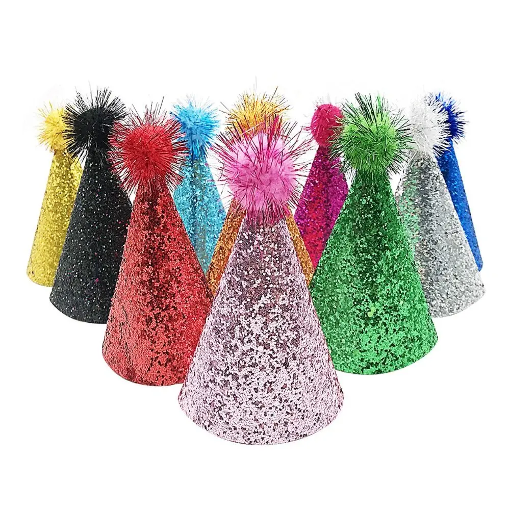 Pet Birthday Caps With Ball Cat Dog Costume Sequin Headwear Cap Hat Christmas Party Pet Accessories Decoration 3