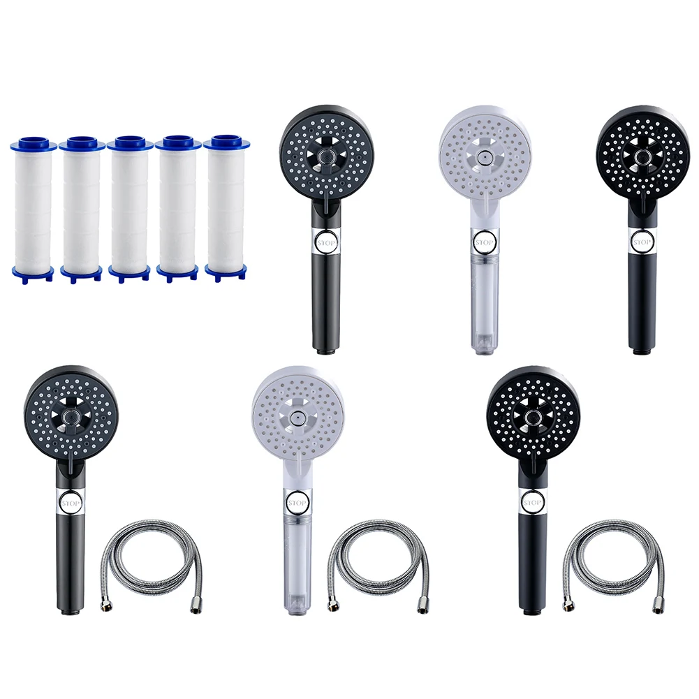 5 Modes High Pressure Showerhead SPA Shower Head One-Key Stop Portable Shower Head Water Massage Eco Shower Bathroom Accessories 6