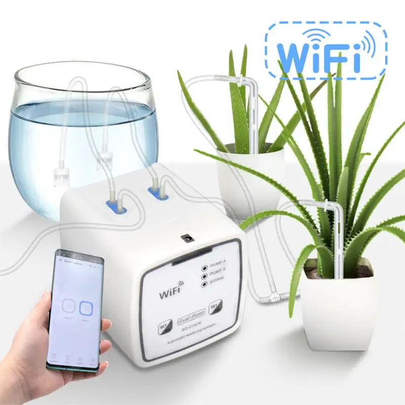 

Smart Watering Device Double Pump Timed Automatic Drip Irrigation System Remote APP Control For Garden Plant Flower